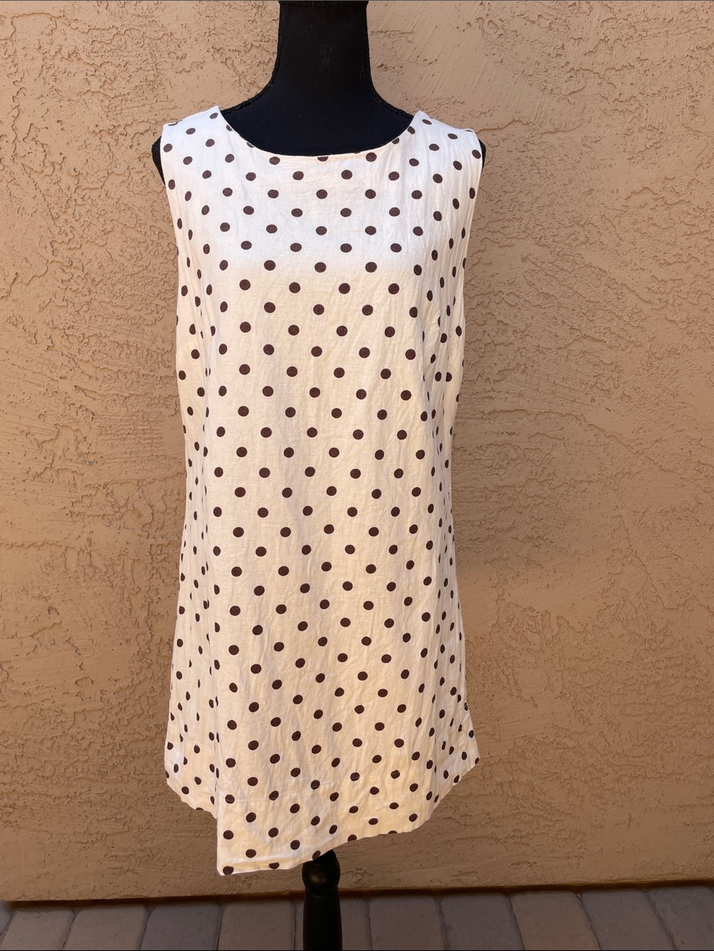 Gap Cream and Brown Sleeveless Polkadot Dress